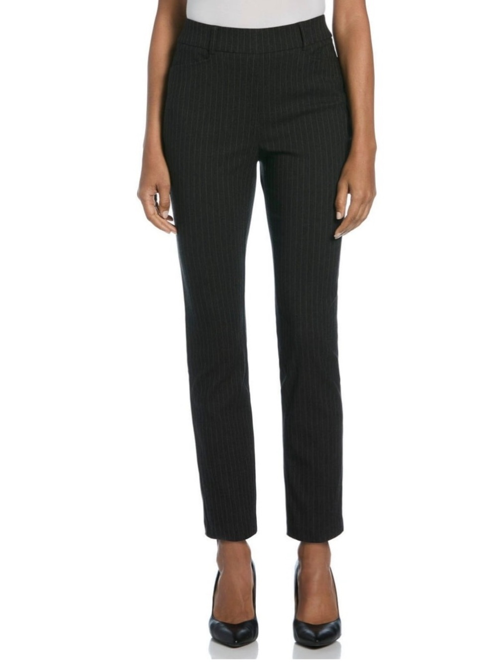 Rafaella Women's Pull-On Stretch Pant Size 2 Charcoal Pinstripe NWT